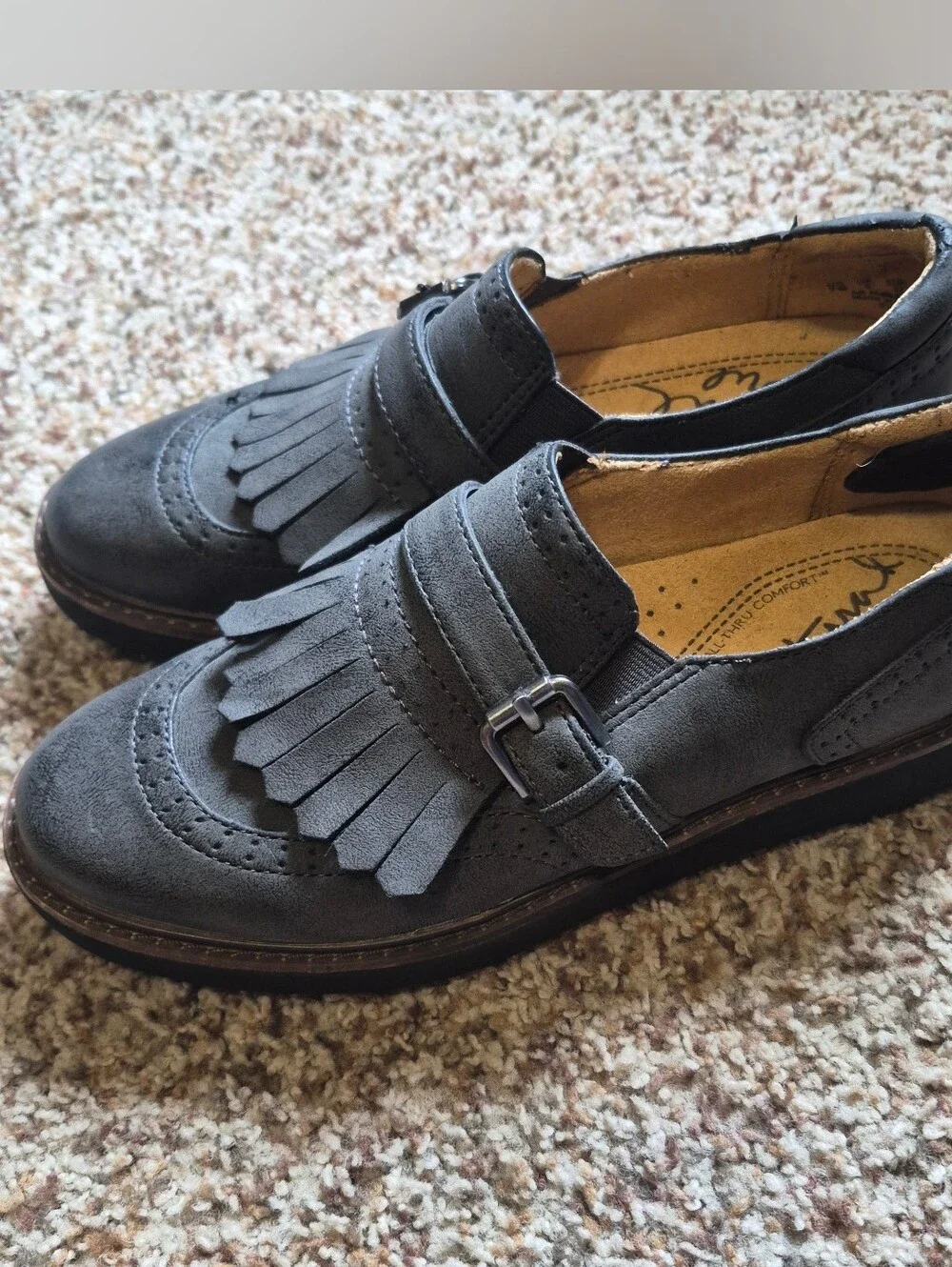 Natural Soul Charcoal Gray Fringe Eva Loafers Size 7